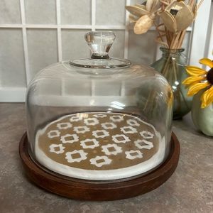 Small Wooden Tray with Glass Dome Lid